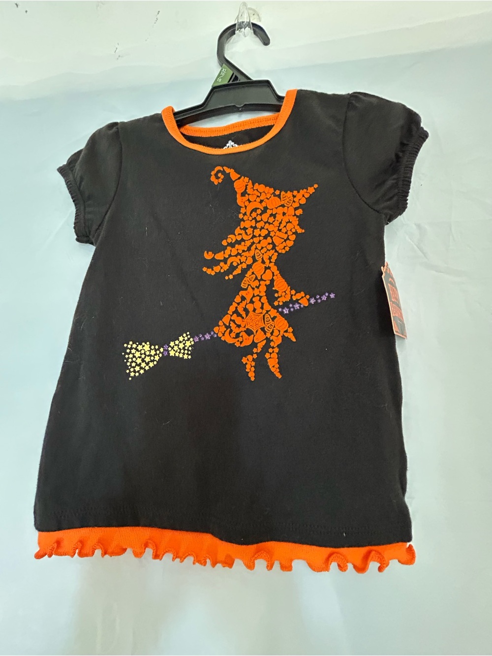 Walmart Toddler Girls Halloween Witch Tee in Black and Orange Sz 3T NWWT